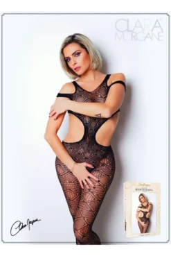 Combi BodyStocking Résille Losange Echancrée -L’Éveil Sensuel Soldes combi bodystocking resille losange echancree 2