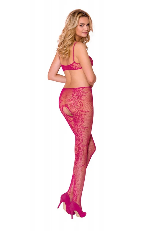 Combi BodyStocking Transparente Résille Fuchsia 2 Combi BodyStocking Transparente Résille Fuchsia – Image 2