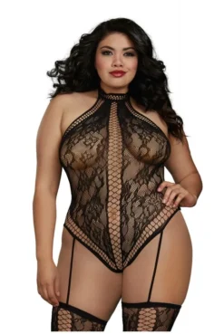 Combi Grande Taille Body String Dentelle Jarretelles Bas -L’Éveil Sensuel Soldes combi grande taille body string dentelle jarretelles bas 2