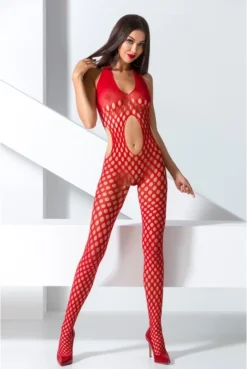 Combinaison à Trous Rouge Ajourée Nombril