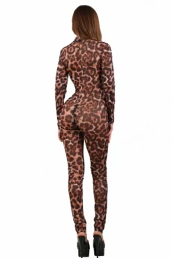 Combinaison Micro Résille Transparente à Zip Léopard -L’Éveil Sensuel Soldes combinaison micro resille transparente a zip leopard 2