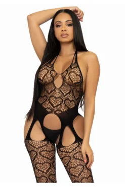 Combinaison Résille Coeur Noire