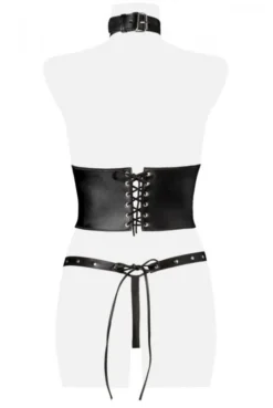 Corset Simili Cuir Chaines Ensemble 4 Pièces -L’Éveil Sensuel Soldes corset simili cuir chaines ensemble 4 pieces 4
