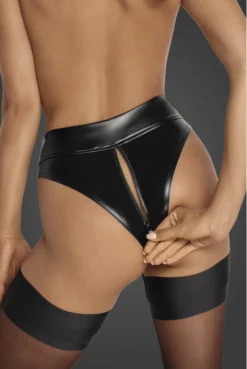 Culotte Fetish Tanga Double Zip En Wetlook -L’Éveil Sensuel Soldes culotte fetish tanga double zip en wetlook 2