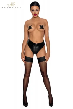Culotte Fetish Tanga Double Zip En Wetlook -L’Éveil Sensuel Soldes culotte fetish tanga double zip en wetlook 6