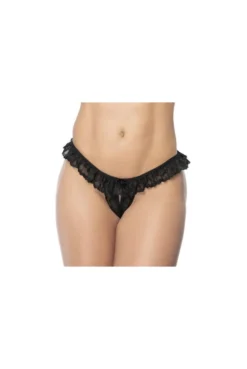 Culotte Ouverte Noire à Froufrou En Dentelle -L’Éveil Sensuel Soldes culotte ouverte noire a froufrou en dentelle 3