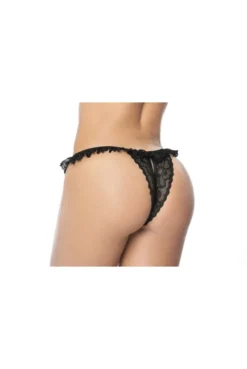 Culotte Ouverte Noire à Froufrou En Dentelle -L’Éveil Sensuel Soldes culotte ouverte noire a froufrou en dentelle 5