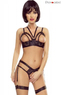 Culotte Ouverte Porte Jarretelles Fetish Jarretières Harnais Noir -L’Éveil Sensuel Soldes culotte ouverte porte jarretelles fetish jarretieres harnais noir 2