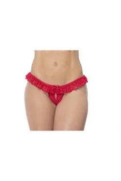 Culotte Ouverte Rouge à Froufrou En Dentelle -L’Éveil Sensuel Soldes culotte ouverte rouge a froufrou en dentelle 2