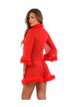 Déshabillé Rouge Court Transparent Micro Résille -L’Éveil Sensuel Soldes deshabille rouge court transparent micro resille 2
