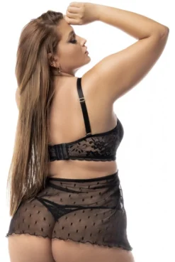 Ensemble 2 Pièces Transformable Grande Taille Nuisette 2 En 1 Résille Noire -L’Éveil Sensuel Soldes ensemble 2 pieces transformable grande taille nuisette 2 en 1 resille noire 3
