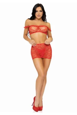 Ensemble 3 Pièces Résille Coeur Rouge -L’Éveil Sensuel Soldes ensemble 3 pieces resille coeur rouge 4