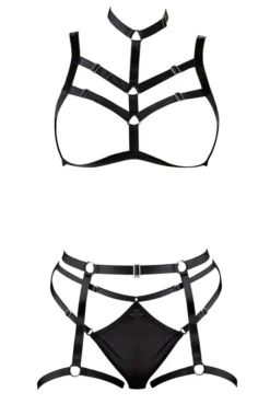 Ensemble Fetish Harnais Soutien Gorge Harnais Et String Porte Jarretelles -L’Éveil Sensuel Soldes ensemble fetish harnais soutien gorge harnais et string porte jarretelles 2