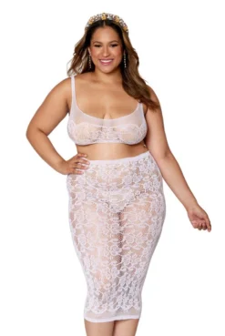 Ensemble Grande Taille Sexy Dentelle Brassière Résille Dentelle Jupe Longue Assortie -L’Éveil Sensuel Soldes ensemble grande taille sexy dentelle brassiere resille dentelle jupe longue assortie 2