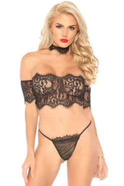 Ensemble Lingerie Dentelle Sexy 3 Pièces