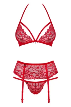 Ensemble Lingerie Porte Jarretelles Rouge Bijoux Sexy Chic -L’Éveil Sensuel Soldes ensemble lingerie porte jarretelles rouge bijoux sexy chic 2