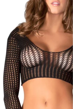 Ensemble Noir Mini Jupe Ajouré Et Top Manches Longues -L’Éveil Sensuel Soldes ensemble noir mini jupe ajoure et top manches longues 2