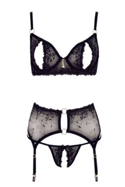 Ensemble Ouvert Dentelle Transparente Noire -L’Éveil Sensuel Soldes ensemble ouvert dentelle transparente noire 2