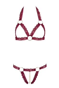 Ensemble Ouvert Fetish Anneaux Chainettes Rouge Strappy -L’Éveil Sensuel Soldes ensemble ouvert fetish anneaux chainettes rouge strappy 3