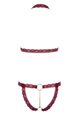 Ensemble Ouvert Fetish Anneaux Chainettes Rouge Strappy -L’Éveil Sensuel Soldes ensemble ouvert fetish anneaux chainettes rouge strappy 4