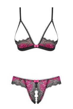 Ensemble Ouvert Seins Nus Tulia Noir Fuchsia -L’Éveil Sensuel Soldes ensemble ouvert seins nus tulia noir fuchsia 2