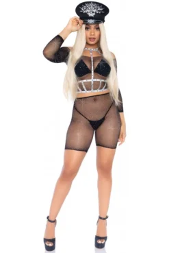 Ensemble Résille Strass Cycliste Et Top Manches Longues Noir -L’Éveil Sensuel Soldes ensemble resille strass cycliste et top manches longues noir 3