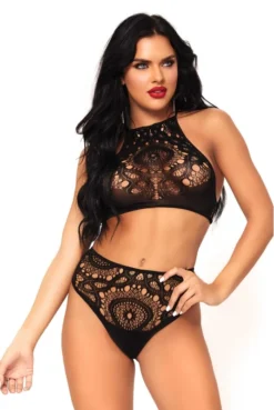 Ensemble Sexy Brassière Culotte Haute Dentelle Crochet -L’Éveil Sensuel Soldes ensemble sexy brassiere culotte haute dentelle crochet 2