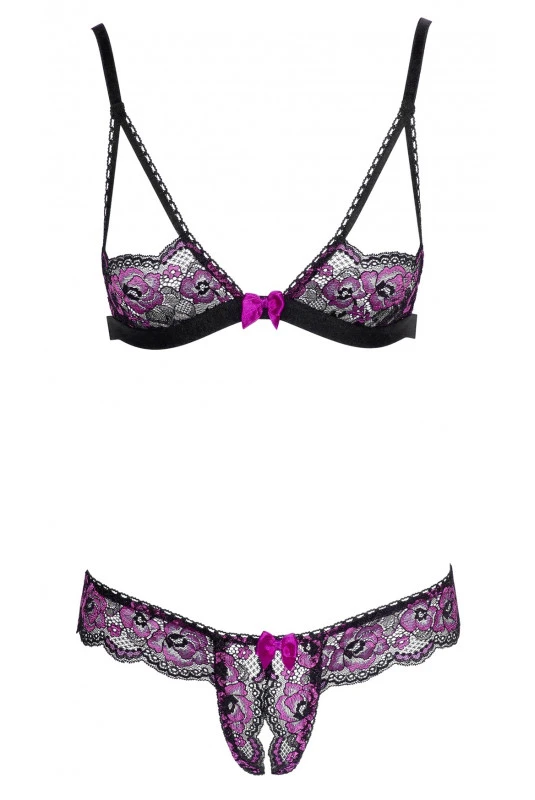 Ensemble Sexy Soutien Gorge Dentelle Bicolore Et Culotte Ouverte 3 Ensemble Sexy Soutien Gorge Dentelle Bicolore Et Culotte Ouverte – Image 3