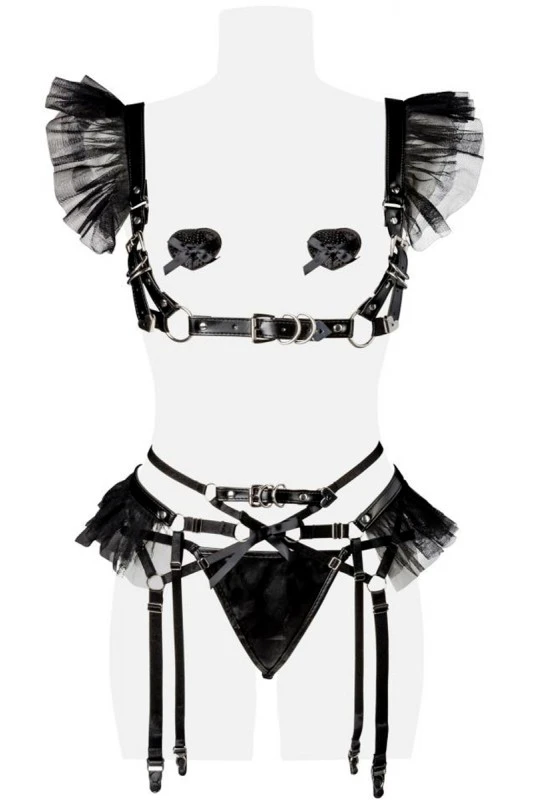 Ensemble Simili Cuir Sexy Fetish Chic 4 Pièces 4 Ensemble Simili Cuir Sexy Fetish Chic 4 Pièces – Image 4