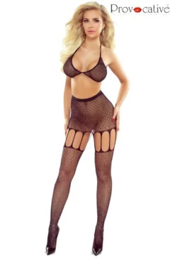 Ensemble Strass Résille Large Porte Jarretelle Bas Soutien Gorge -L’Éveil Sensuel Soldes ensemble strass resille large porte jarretelle bas soutien gorge 2