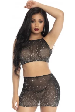 Ensemble Transparent Libertin Strass Spandex