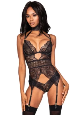 Guêpière Noire Jarretelles Ajustables