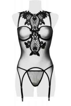 Guêpière Tulle Décolleté Dentelle -L’Éveil Sensuel Soldes guepiere tulle decollete dentelle 2