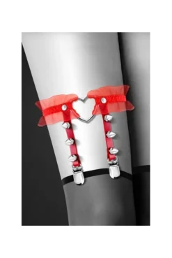 Jarretière Fetish Rouge Coeur Pointes Acier