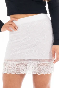 Jupe Courte Jupon Dentelle Florale Blanche Camélia