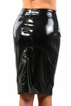 Jupe Fetish Vinyle 3/4 Crayon Fente à Zip Noir -L’Éveil Sensuel Soldes jupe fetish vinyle 3 4 crayon fente a zip noir 2