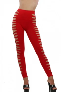 Legging Rouge Sexy Moulant Ajouré -L’Éveil Sensuel Soldes legging rouge sexy moulant ajoure 2