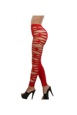 Legging Rouge Sexy Moulant Ajouré