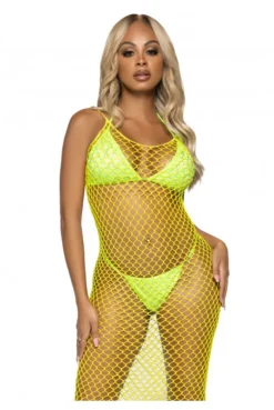 Maxi Robe Résille Longue Jaune -L’Éveil Sensuel Soldes maxi robe resille longue jaune 2