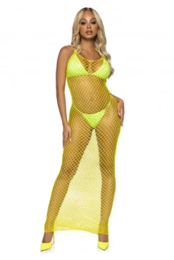 Maxi Robe Résille Longue Jaune