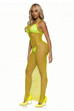 Maxi Robe Résille Longue Jaune -L’Éveil Sensuel Soldes maxi robe resille longue jaune 4