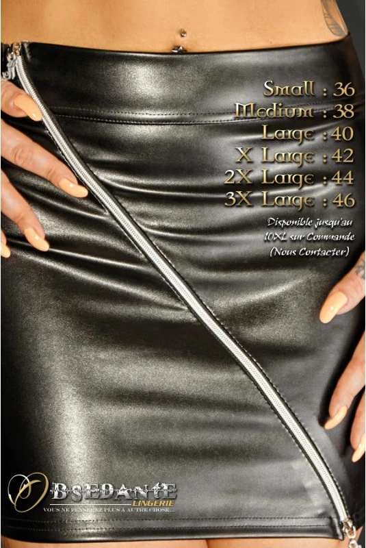 Mini Jupe Zip Fetish Ruler Noir HandMade 4 Mini Jupe Zip Fetish Ruler Noir HandMade – Image 4