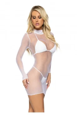 Mini Robe Blanche Libertine Sexy Chic Résille -L’Éveil Sensuel Soldes mini robe blanche libertine sexy chic resille 4