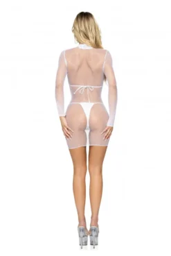 Mini Robe Blanche Libertine Sexy Chic Résille -L’Éveil Sensuel Soldes mini robe blanche libertine sexy chic resille 6