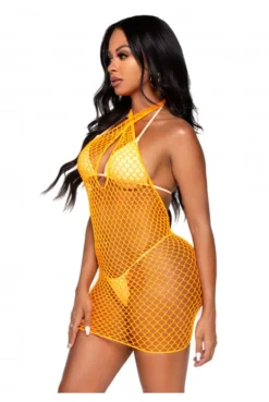 Mini-Robe Dos Nu Filet Orange Néon -L’Éveil Sensuel Soldes mini robe dos nu filet orange neon 2