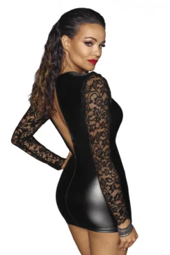 Mini Robe Libertine Fetish Wetlook Et Dentelle -L’Éveil Sensuel Soldes mini robe libertine fetish wetlook et dentelle 5