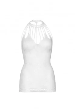 Mini Robe Lingerie Blanche Dentelle Découpes Résille Et Strappy -L’Éveil Sensuel Soldes mini robe lingerie blanche dentelle decoupes resille et strappy 3