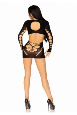 Mini Robe Lingerie Noire Avec Découpes -L’Éveil Sensuel Soldes mini robe lingerie noire avec decoupes 5