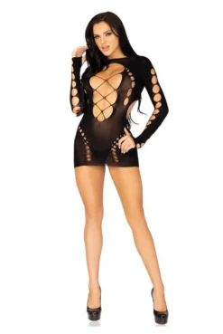 Mini Robe Lingerie Noire Avec Découpes -L’Éveil Sensuel Soldes mini robe lingerie noire avec decoupes 6