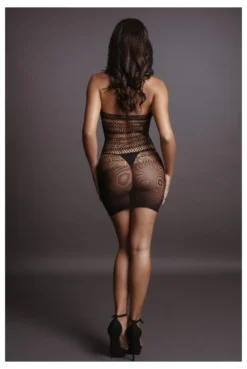 Mini Robe Résille Col Dentelle -L’Éveil Sensuel Soldes mini robe resille col dentelle 3